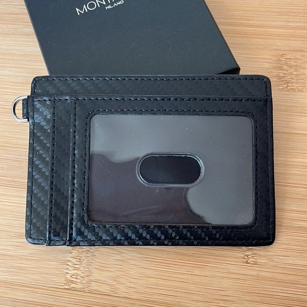 Brand New Montableu Handcrafted Card Holder Slim Front Pocket Wallet Black